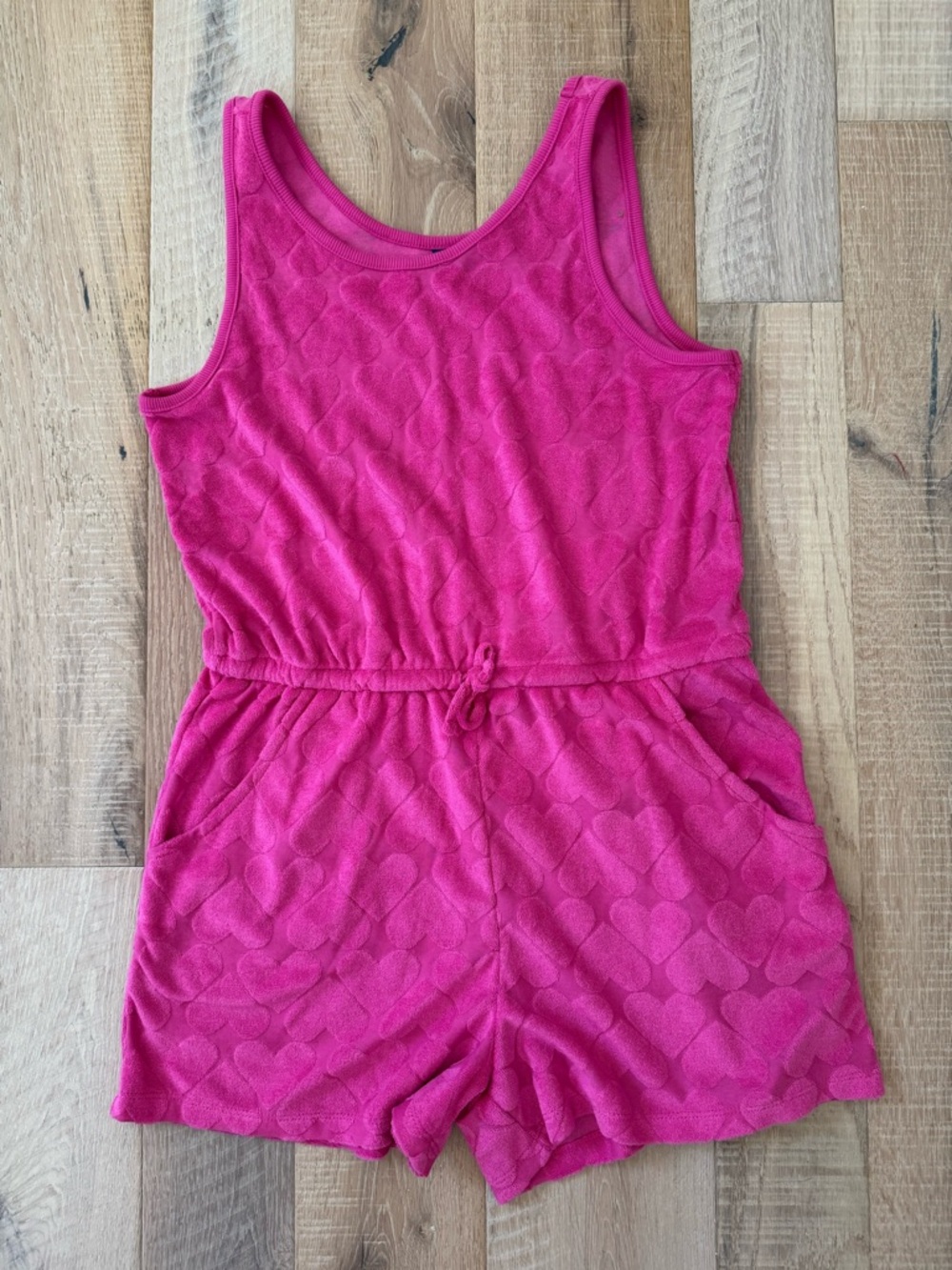 Old Navy Bright Pink Heart Terry Romper XXL